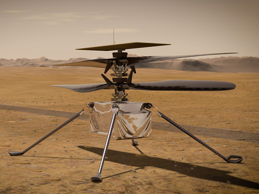 L'hélicoptère a été emporté sur Mars par le rover Perseverance.