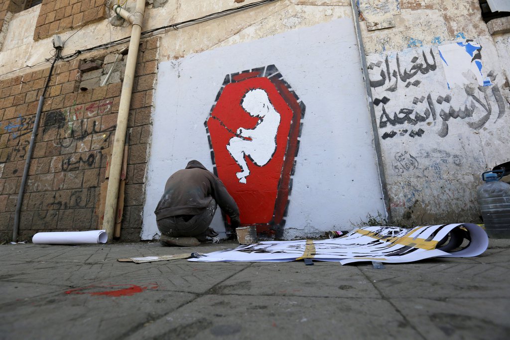 Un graffiti peint sur un mur yéménite, lors du cessez-le-feu.