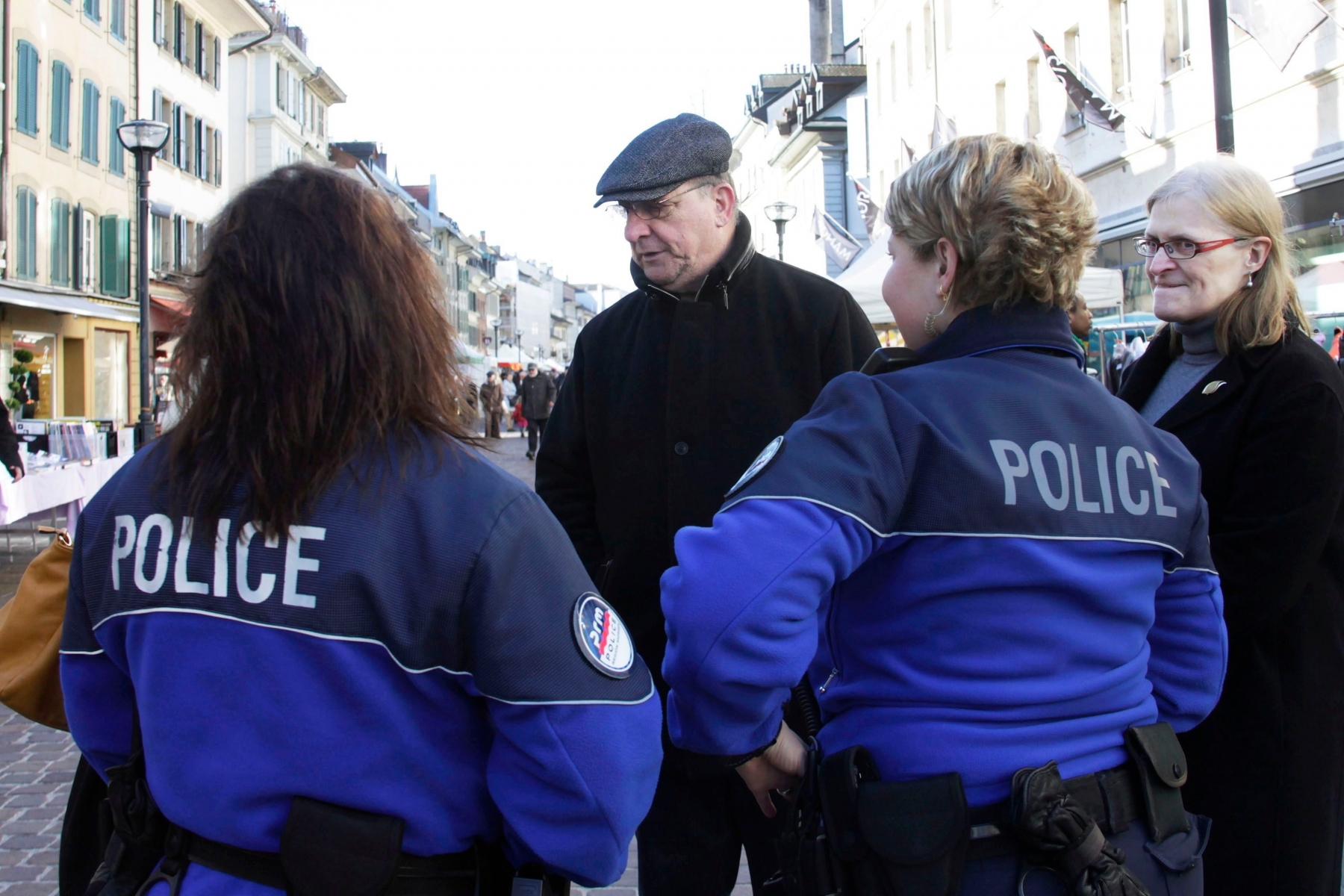 Morges Grande Rue, Samedi 22 février 2014, Police de proximité au marché, Prévention picpocket, Photos Céline Reuille