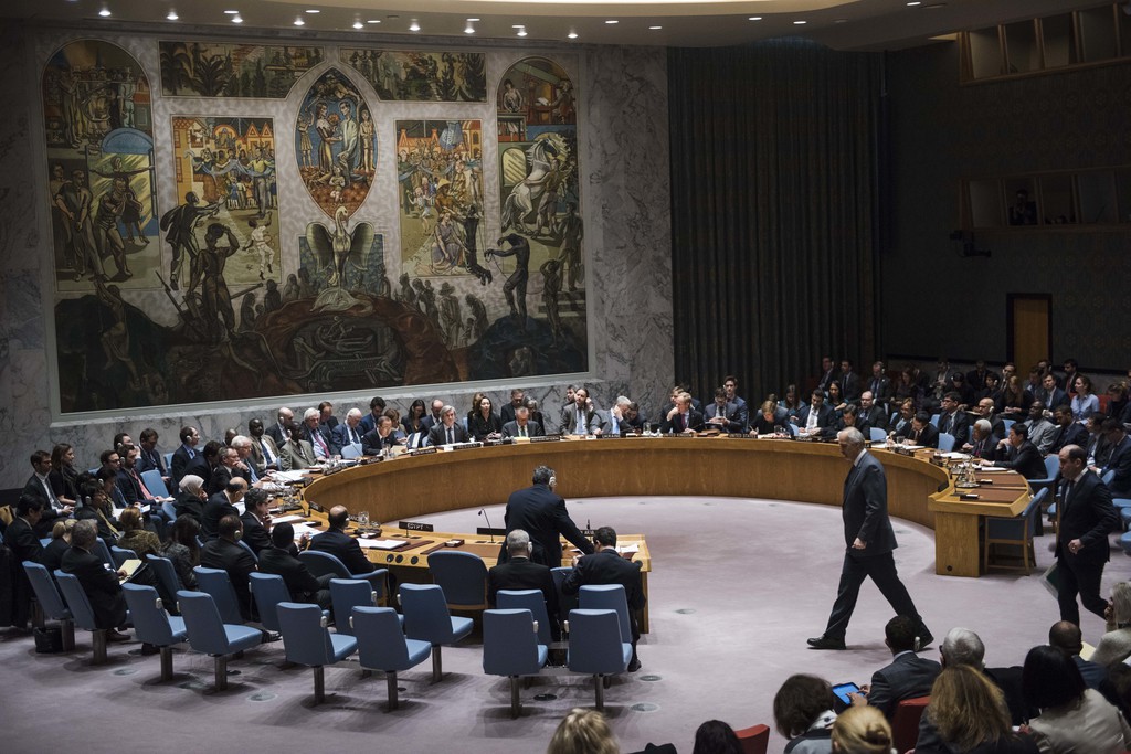 Le Conseil de sécurité de l'ONU est composé de quinze membres, dont cinq permanents (Chine, États-Unis, France, Royaume-Uni, Russie).