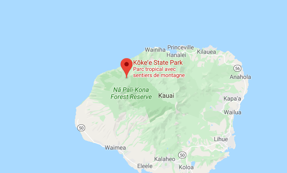 L'hélicoptère s'est écrasé dans le parc naturel de Koke'e, sur l'île de Kauai, dans le nord-ouest de l'archipel.