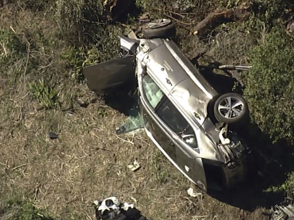 La voiture de Tiger Woods après l'accident.