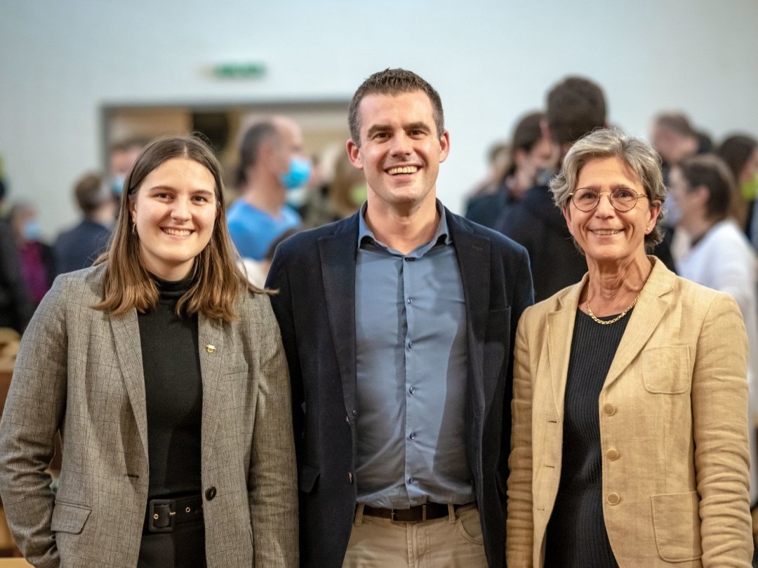 Cloé Pointet, Jerome De Benedictis et Graziella Schaller (de g. à dr.) représenteront les couleurs des Vert'libéraux pour l'élection au Conseil dEtat