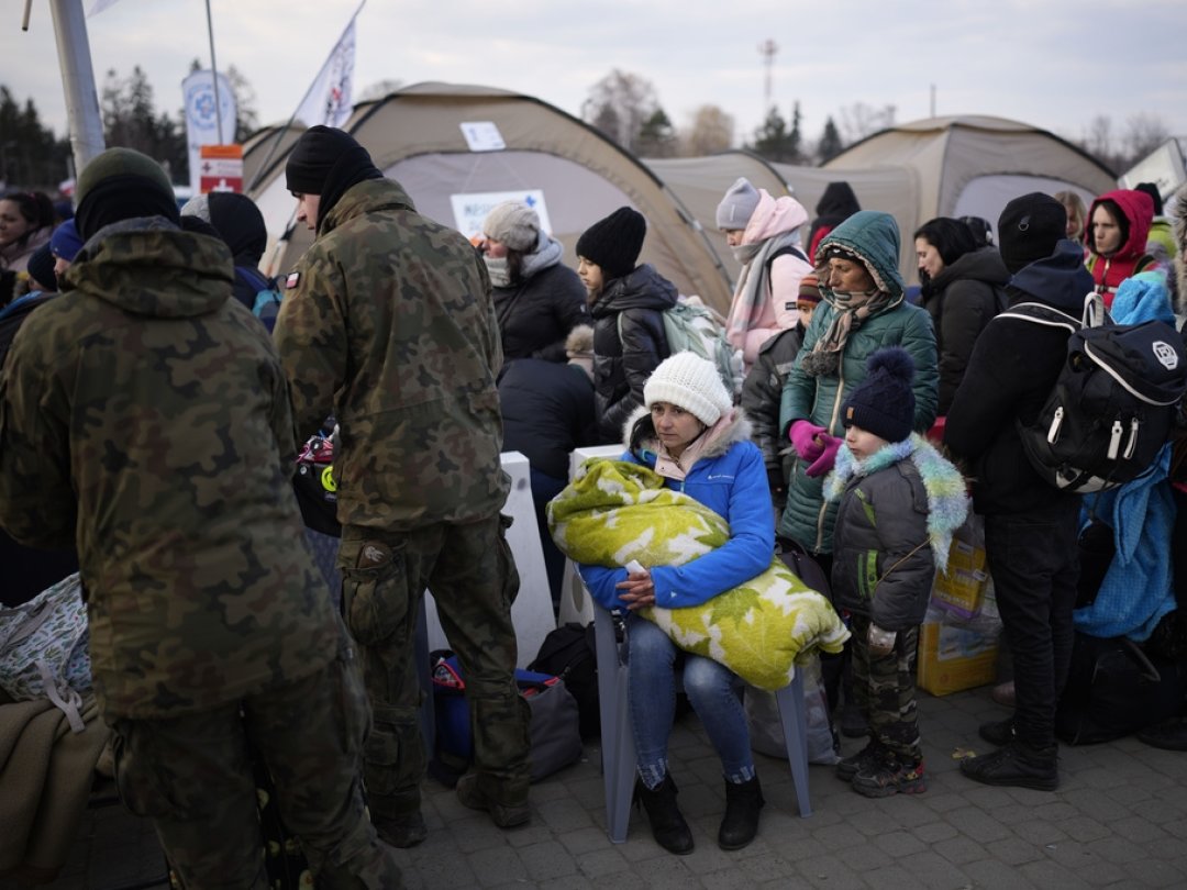Presque 6,5 millions d'Ukrainiens ont quitté le pays, essentiellement des femmes et des enfants. Ici en mars, au poste frontière de Medyka, en Pologne.