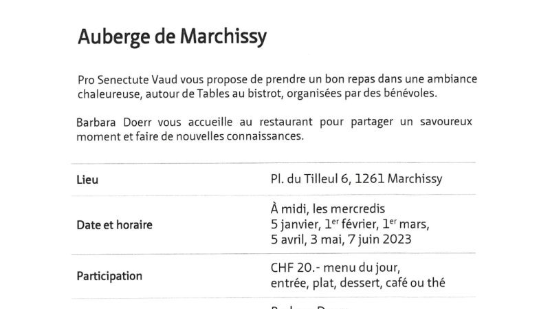 Table au bistrot: Auberge de Marchissy