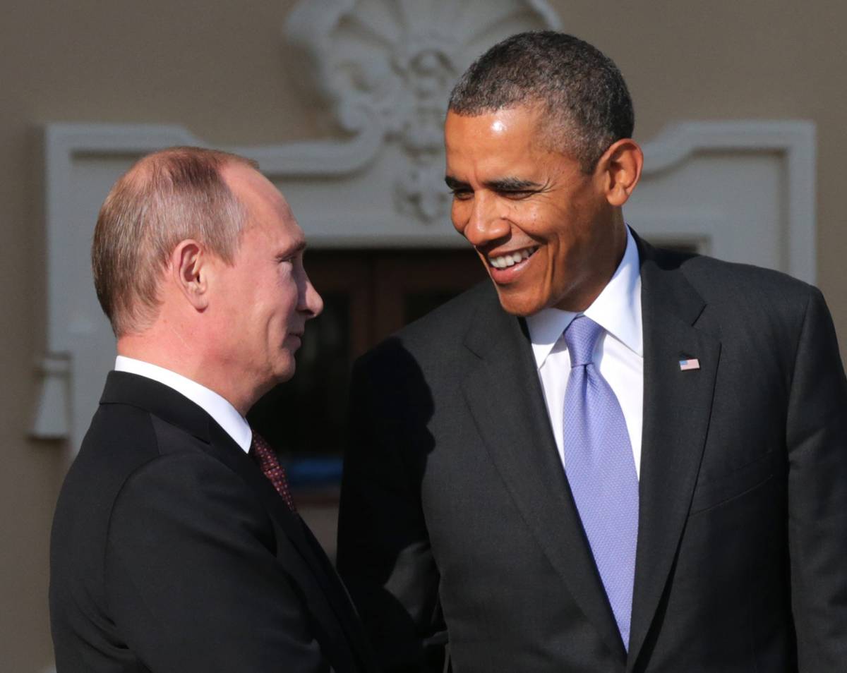 Poutine et Obama tout sourires. C'était en début de congrès. Ils ne se sont pas échangé de regard durant la photo de famille. 