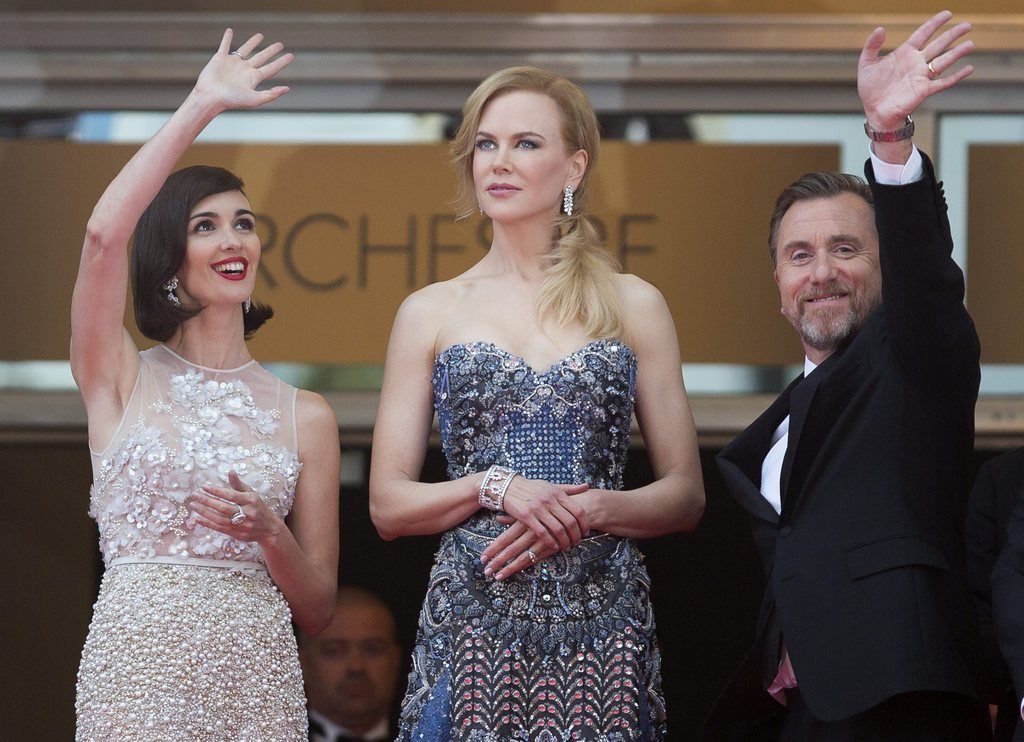 L'actrice espagnole Paz Vega, l'actrice australienne Nicole Kidman et l'acteur anglais Tim Roth arrivent pour la projection du film 'Grace of Monaco' mercredi.