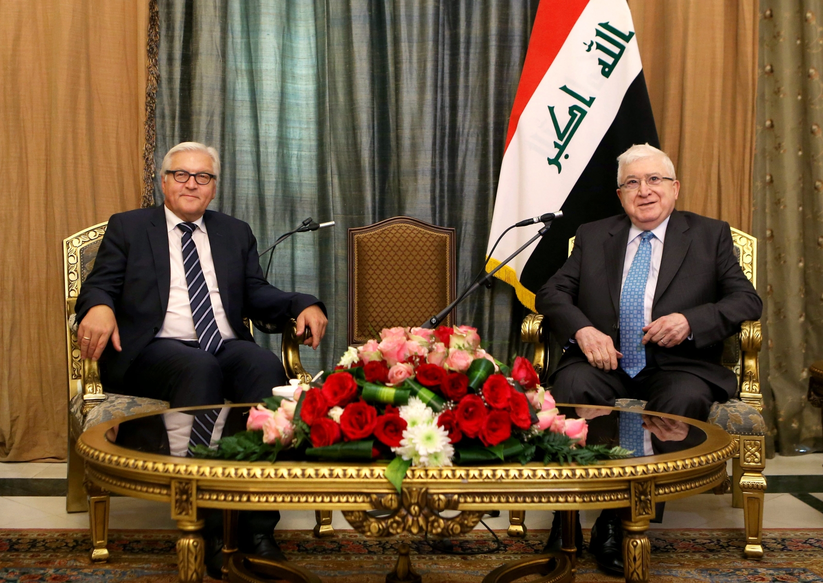 Le président iraquien Fouad Massoum (à droite) a rencontré ce samedi à Baghdad Frank-Walter, le ministre allemand des Affaires étrangères. 