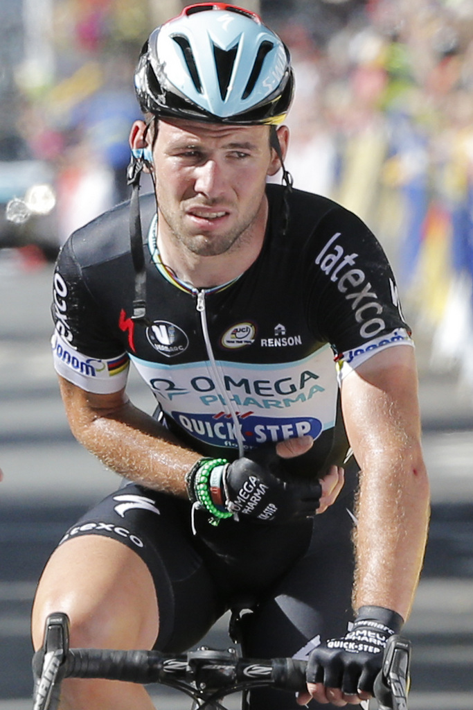 Mark Cavendish après sa chute de la première étape du Tour de France, à Harrogate.