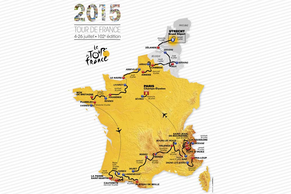La carte du Tour de France 2015 a été dévoilée ce mercredi matin à Paris, en présence de 4000 invités.