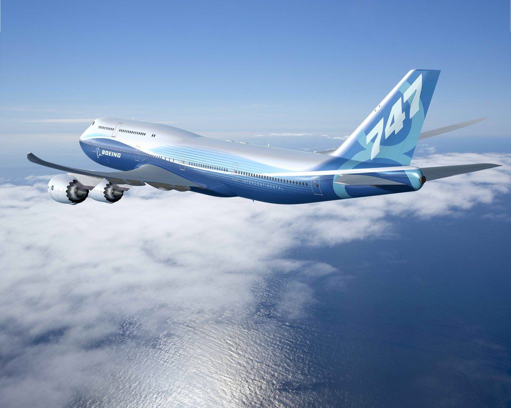 epa02580711 A computer-generated handout image provided by Boeing on 13 February 2011 when the company is set to roll out the newest version of its 40-year-old 747 jumbo jet at its headquarters in Everett, Washington, USA. The 747-8 Intercontinental will seat 467 passengers, 51 more than the current version of the 747, and burn less fuel while offering passengers more comfort, Boeing said. It is the first appearance of a radically new version of the passenger jet since the first jumbo, with its humped two-storey cabin and 196-foot (69 metre) wingspan.  EPA/BOEING / HANDOUT  EDITORIAL USE ONLY/NO SALES