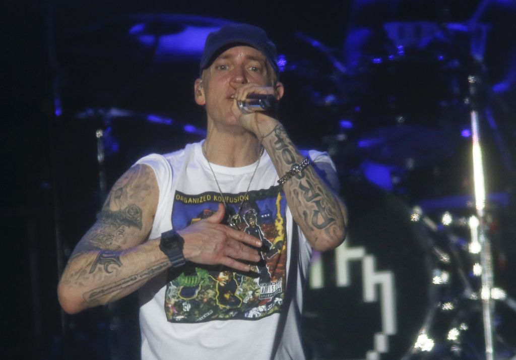 Eminem performs at the Austin City Limits Music Festival on Saturday, Oct. 4, 2014, in Austin, Texas. (Photo by Jack Plunkett/Invision/AP)
