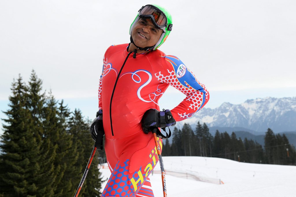 Haitian skier Jean-Pierre Roy poses during a training session in Garmisch-Partenkirchen, Germany, Tuesday, February 15, 2011. The FIS Alpine World Ski Championships take place from 7 to 20 February 2011. (KEYSTONE/Jean-Christophe Bott)