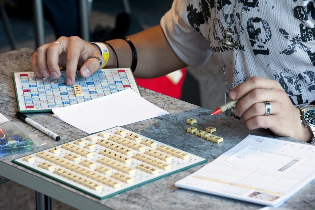 Competitors take part in the World Scrabble Championships, in Montreux, Switzerland, Saturday, August 13, 2011. (KEYSTONE/Laurent Gillieron)
