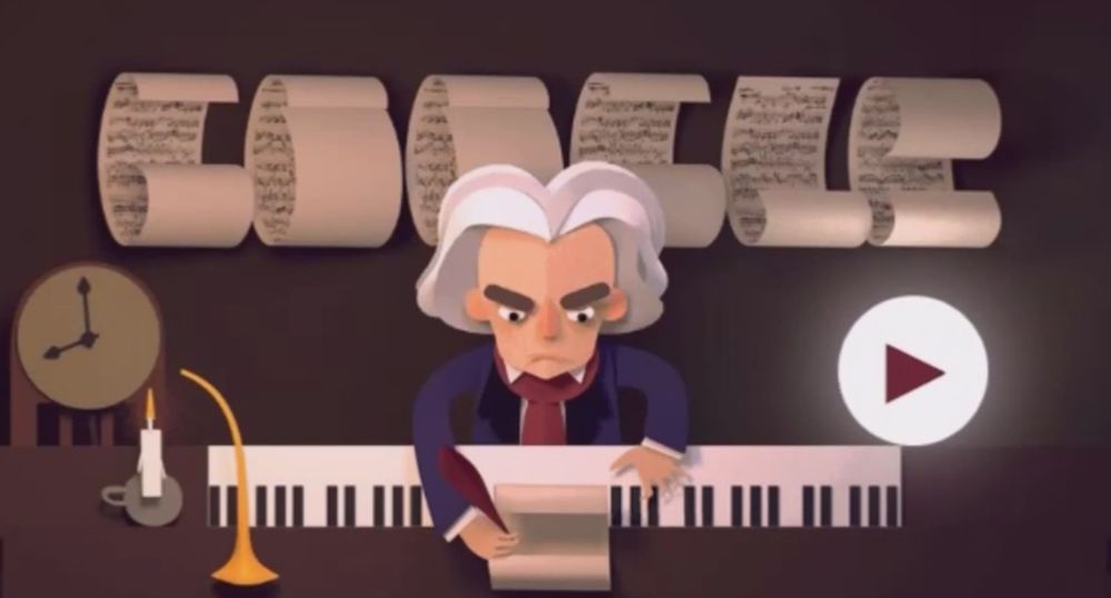 Le doodle du jour, consacré à Beethoven.