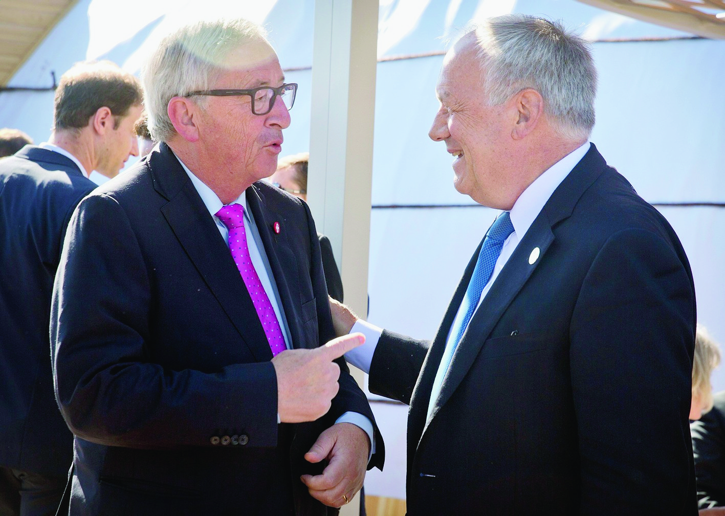 European Commission President Jean-Claude Juncker, left, is greeted by Switzerland's President Johann Schneider-Ammann, right, before a bilateral meeting at the 11th Asia-Europe Meeting (ASEM) in Ulaanbaatar, Mongolia, Saturday, July 16, 2016. (AP Photo/Mark Schiefelbein) MONGOLIA ASIA EUROPE SUMMIT