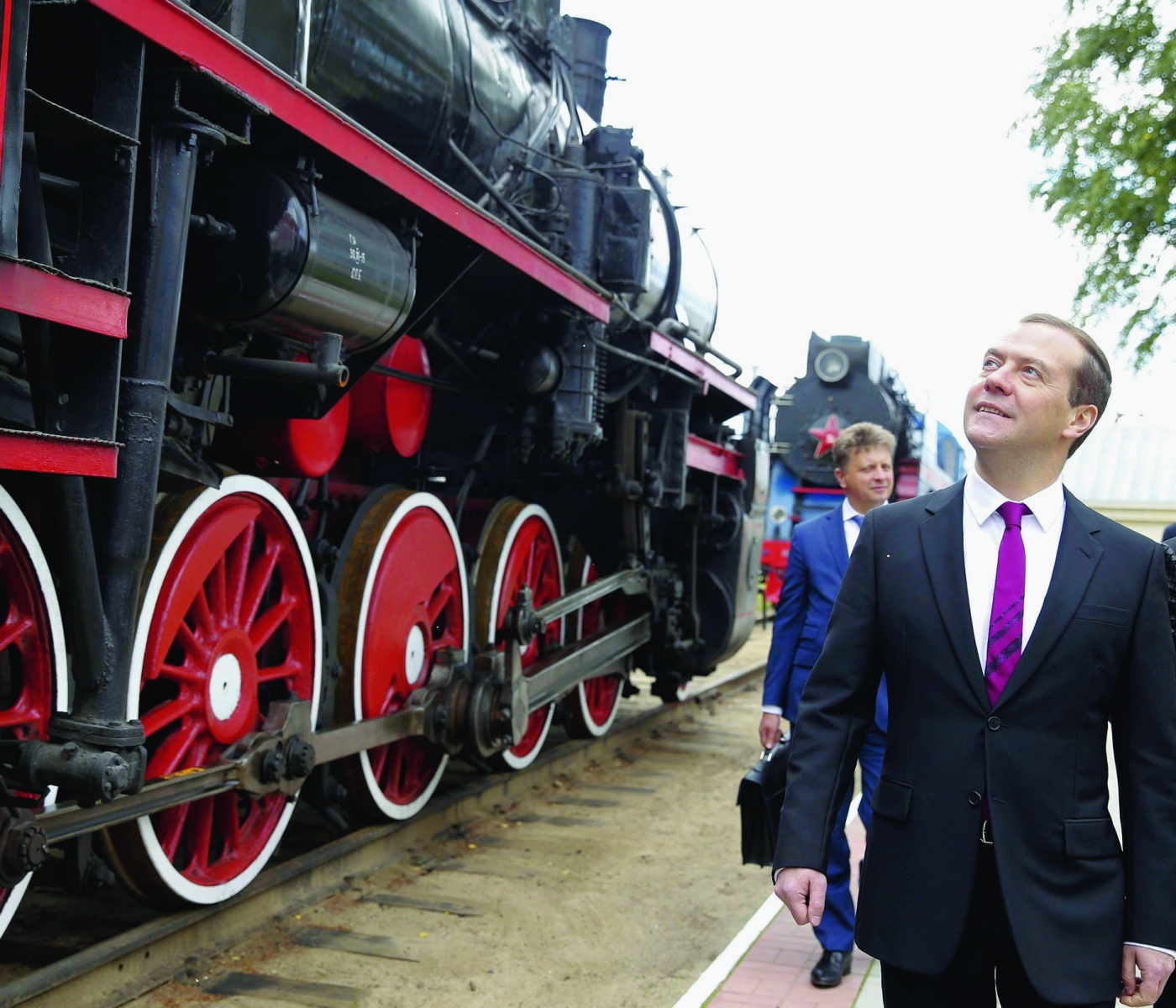 Russian Prime Minister Dmitry Medvedev visits a railway museum in Moscow, Russia on Tuesday, Sept. 13, 2016. (Dmitry Astakhov/ Sputnik, Government Press Service Pool photo via AP ) Russia Medvedev
