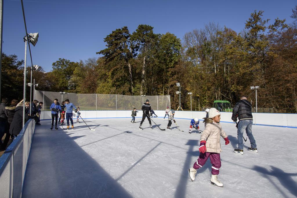 Sous le soleil de samedi, tous les âges sont venus griffer la glace toute neuve de la patinoire de Terre Sainte agrandie, dans le parc du château de Coppet.