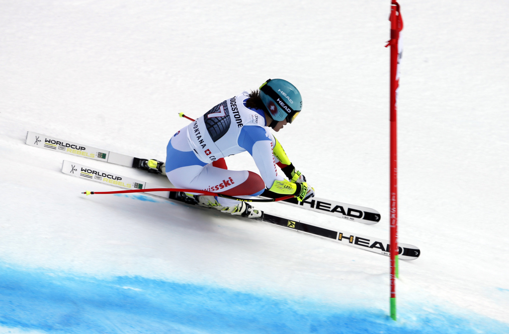 Switzerland's Wendy Holdener competes in an alpine ski, women's World Cup combined race, in Crans Montana, Switzerland, Sunday, Feb. 26, 2017. (AP Photo/Marco Tacca)