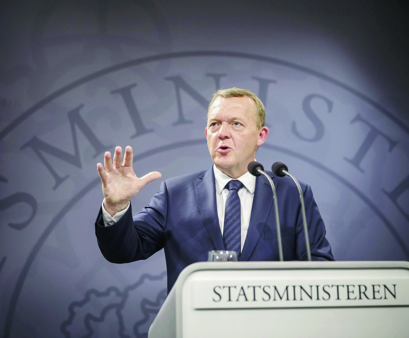 Danish Prime Minister Lars Loekke Rasmussen speaks during a news conference to present his minority government in Copenhagen, Sunday, June 28, 2015. Rasmussen presented his new government, whose survival relies on the populist, anti-immigrant Danish People's Party, which came second in the June 18 elections, and two other parties. (Sanne Vils Axelsen/Polfoto via AP)  DENMARK OUT DAENEMARK WAHLEN PARLAMENT
