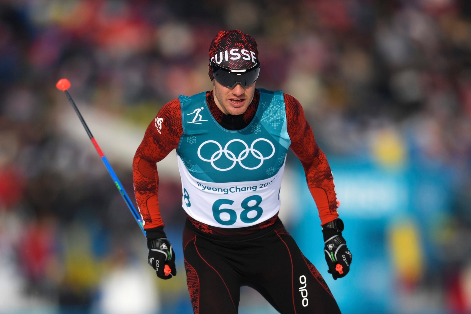 Dario Cologna of Switzerland in action during the men Cross-Country Skiing 15 km free race in the Alpensia Biathlon Center during the XXIII Winter Olympics 2018 in Pyeongchang, South Korea, on Friday, February 16, 2018. (KEYSTONE/Gian Ehrenzeller) PYEONGCHANG 2018 OLYMPICS CROSS-COUNTRY 15 KM