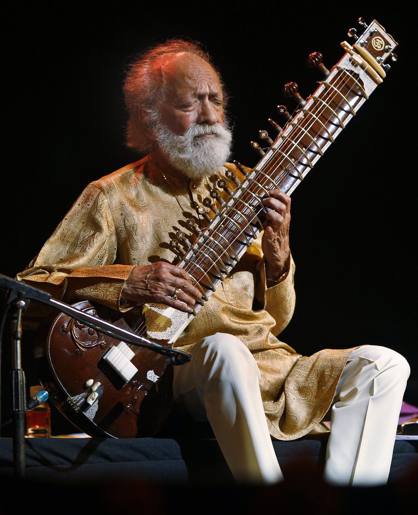 FILE - In this Feb. 7, 2012 file photo, Indian musician and sitar maestro Pandit Ravi Shankar, 92, performs during a concert in Bangalore, India. Shankar, the sitar virtuoso who became a hippie musical icon of the 1960s after hobnobbing with the Beatles and who introduced traditional Indian ragas to Western audiences over an eight-decade career, died Tuesday, Dec. 11, 2012. He was 92. (AP Photo/Aijaz Rahi, File)