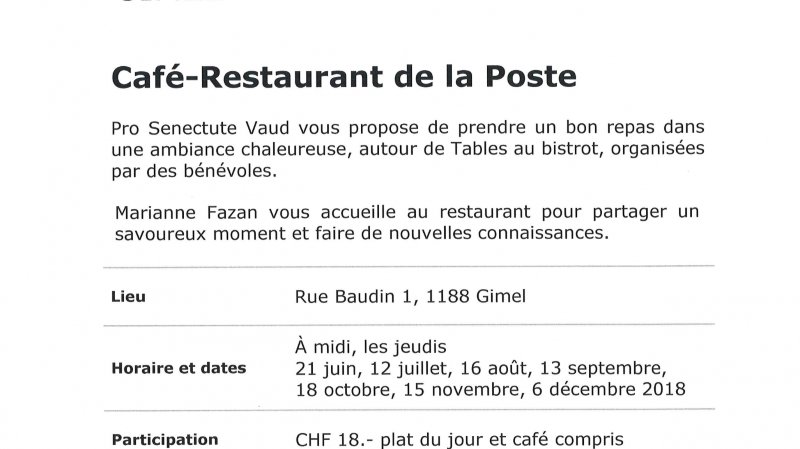 Table au bistrot "Café-Restaurant de la Poste"
