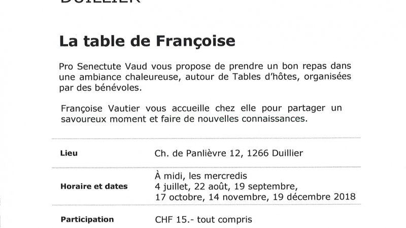 Tables d'hôtes "La table de Françoise"