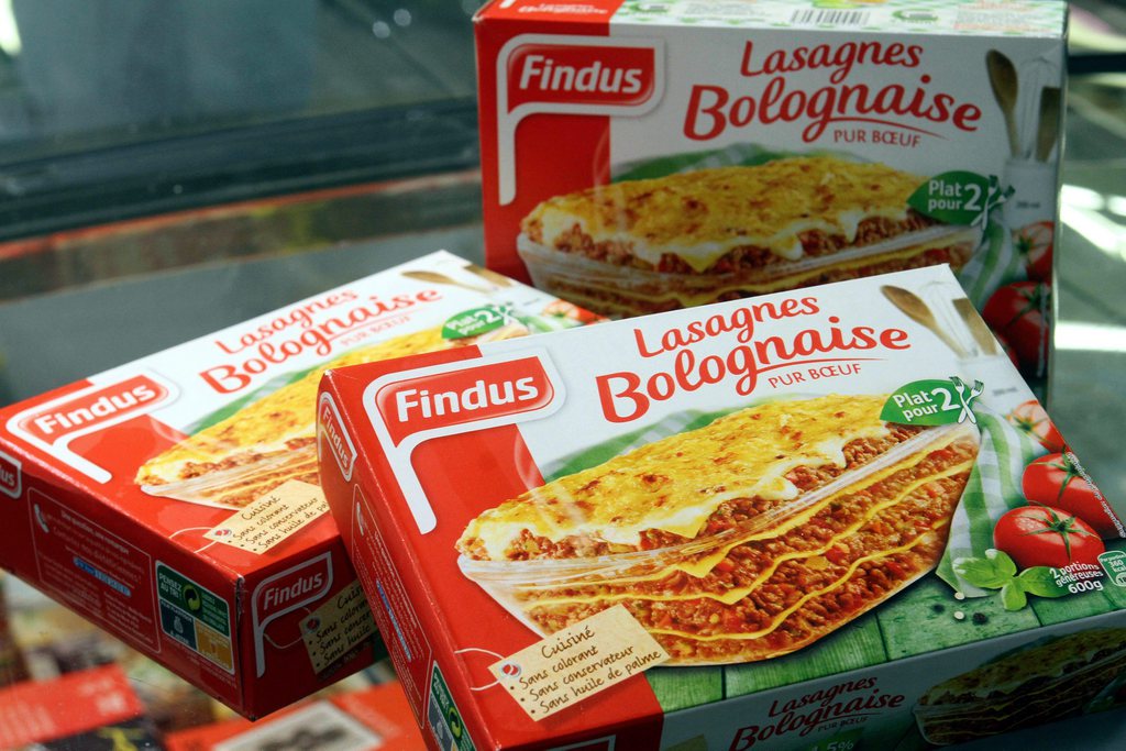epa03575068 A picture made available on 09 February 2013 showing French Findus Lasagnes Bolognaise packets, in Mulhouse, France, 08 February 2013. The French food company Findus one of a group of companies involved in the investigation how horse meat came to be present in some of the beef products. Comigel, based in the north-eastern town of Metz, supplies tens of thousands of tonnes of frozen meals to around 15 countries. It was the manufacturer of the Findus frozen lasagnes, some of which contained up to 100 per cent horse meat. Reports state that The French subsidiary of ready meal maker Findus said 09 February 2013 it planned to take legal action after being 'deceived' over the use of horse meat in its lasagne dishes.  EPA/JEAN FRANCOIS FREY FRANCE OUT
