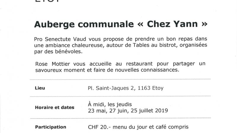 Table au bistrot pro senectute « Chez Yann »