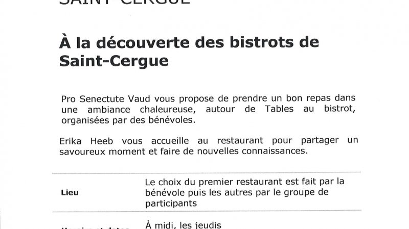 Table au bistrot à Saint-Cergue