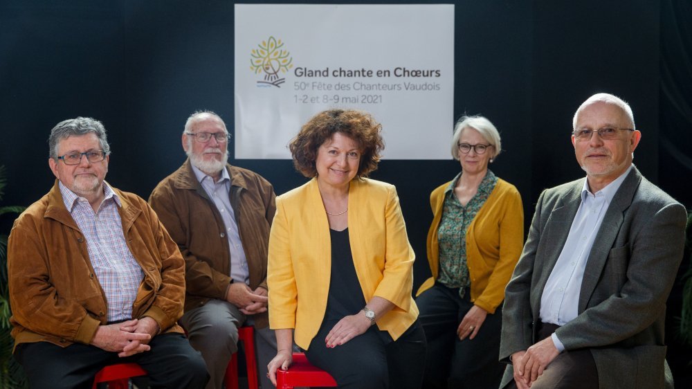 Une partie des membres du comité d'organisation: (de g. à dr.) Robert Barbey, Alain Tzaud, Jacqueline Dang, Isabelle Loup et Claude Narbel.